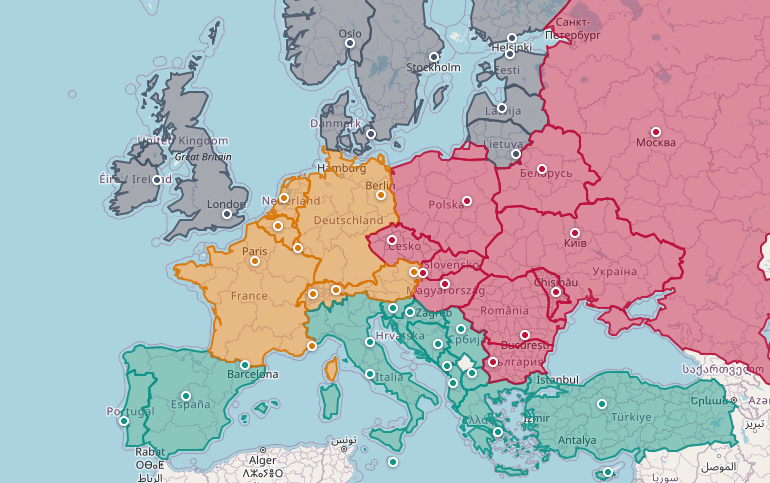 Mapa państw i stolic Europy