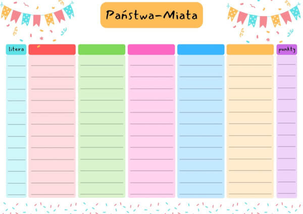 Podgląd szablonu 2 — Kolorowy, do wypełnienia